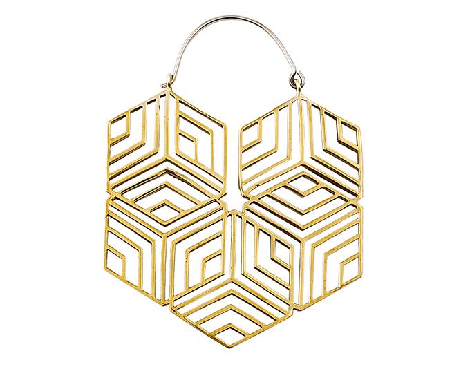 Hexagonal Hoops Brass - eleven44