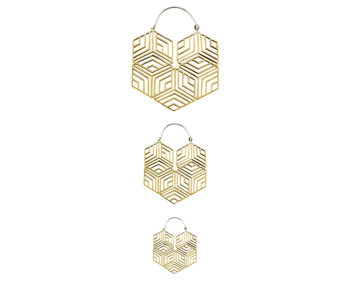 Hexagonal Hoops Brass - eleven44