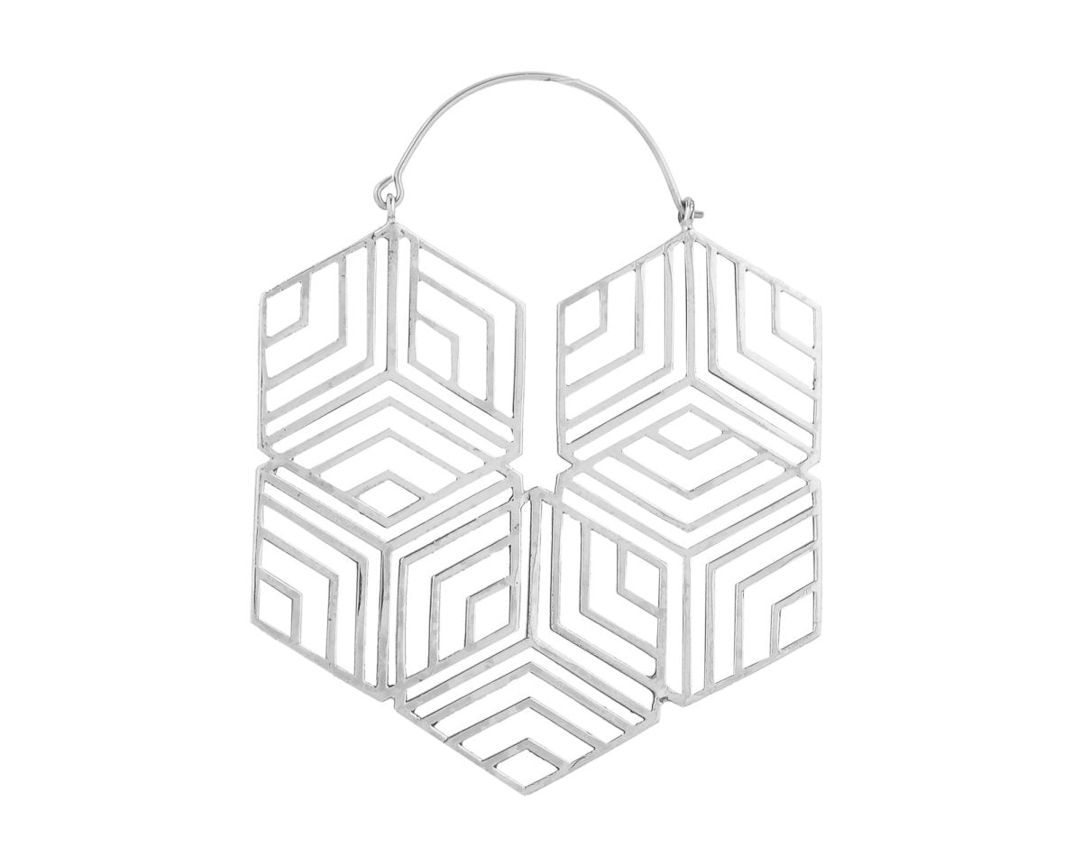 Hexagonal Hoops Silver - eleven44