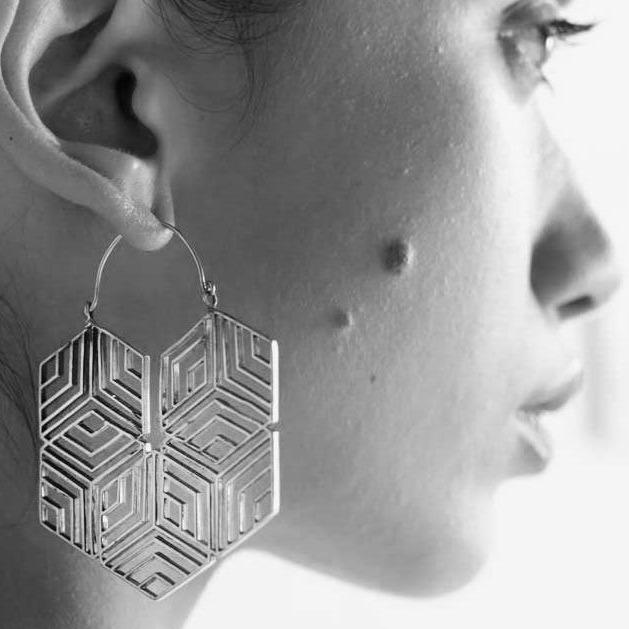 Hexagonal Hoops Silver - eleven44