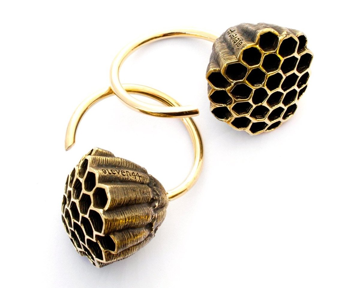 Honeycomb Ear Weights Brass - eleven44