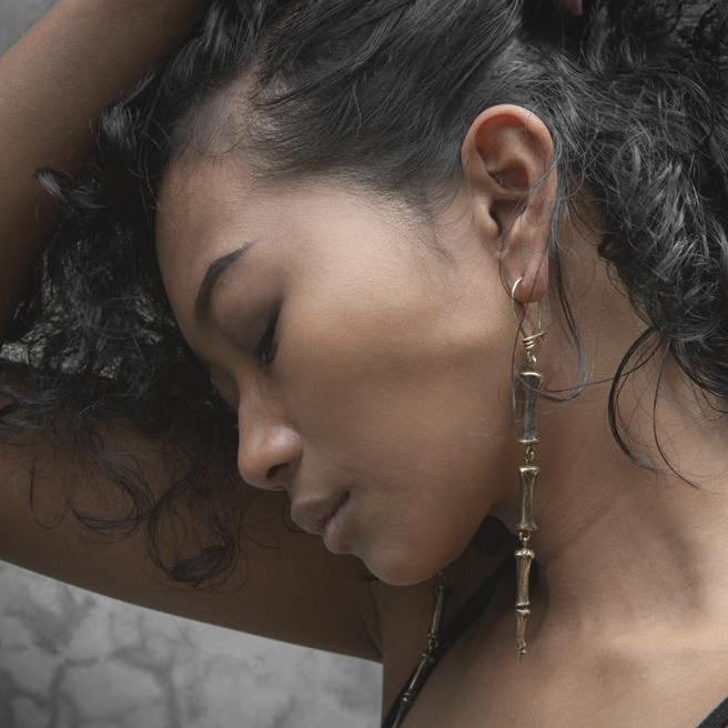 Horse Tail Bone Earrings Brass - eleven44