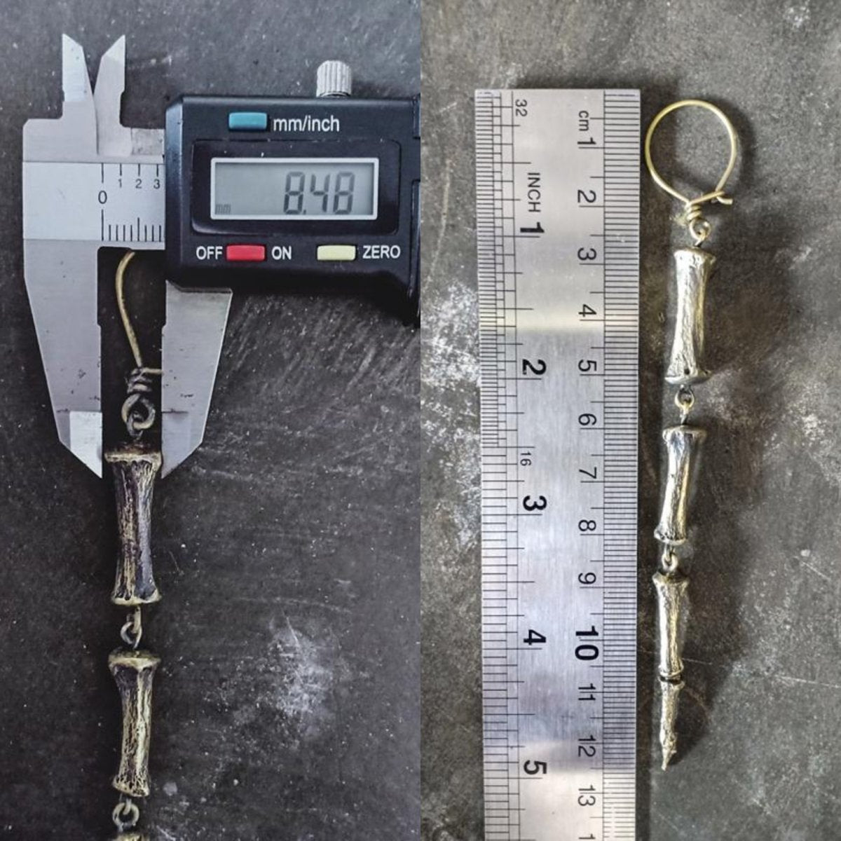 Horse Tail Bone Earrings Brass - eleven44