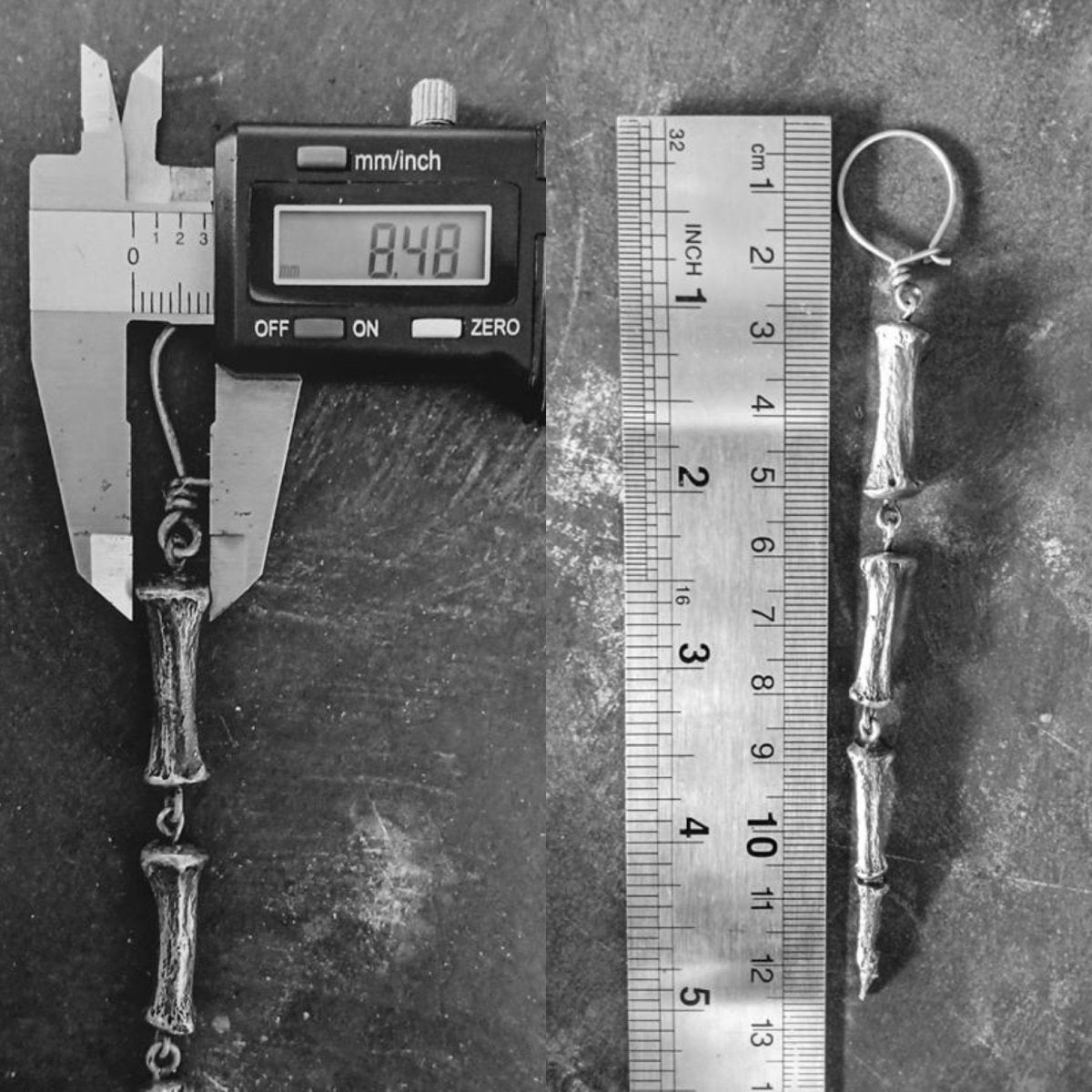 Horse Tail Bone Earrings Silver - eleven44