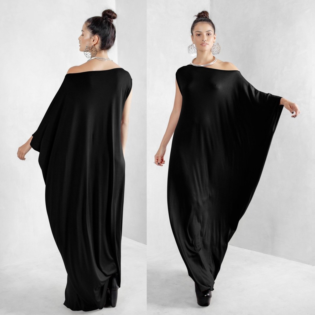 Kaftan Asymmetric Black Bamboo - eleven44