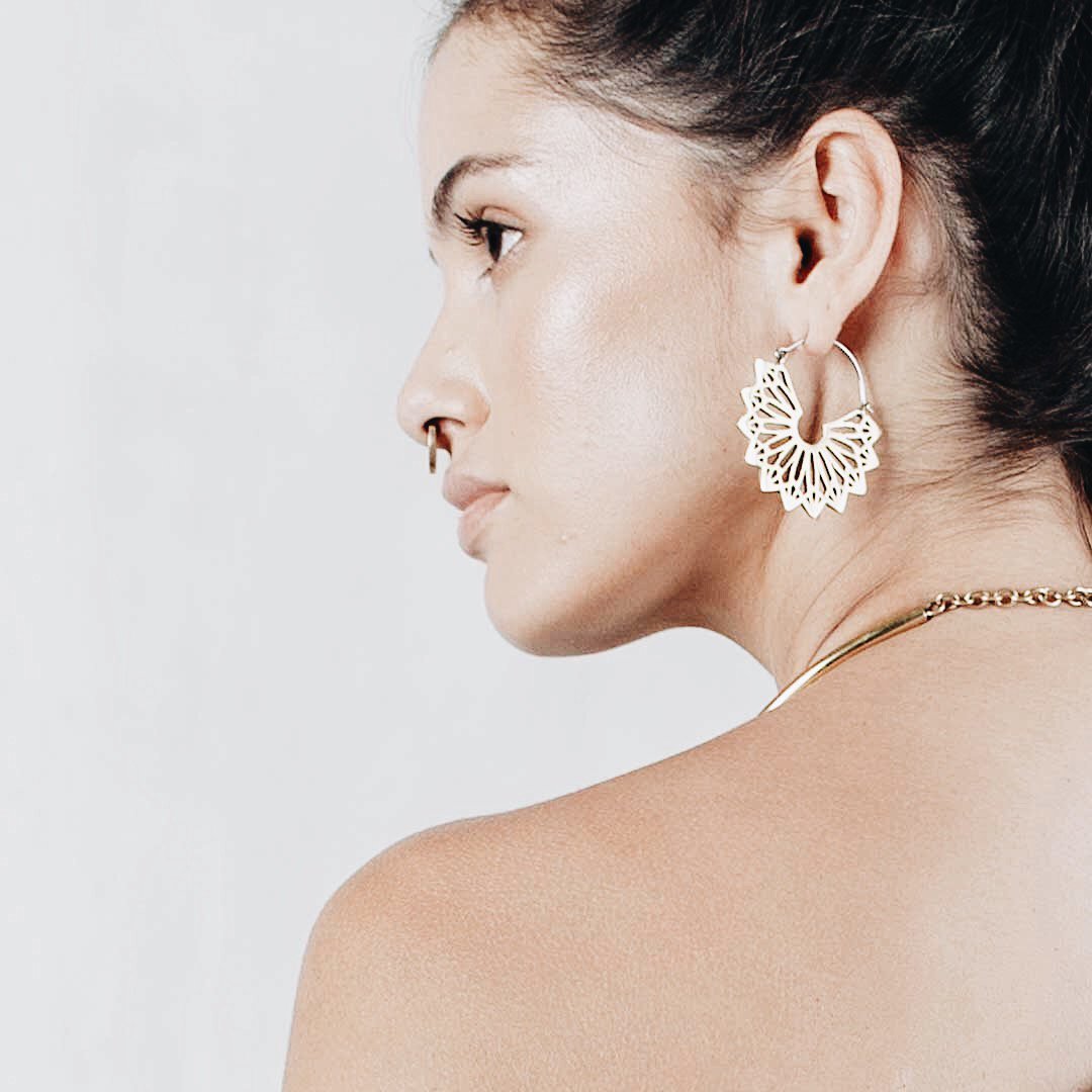 Mandala Hoop Earrings Brass - eleven44