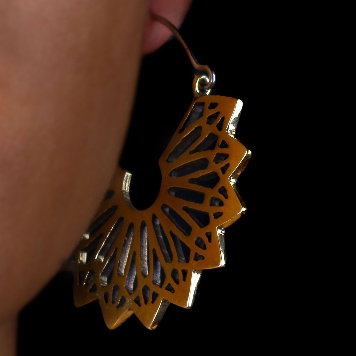 Mandala Hoop Earrings Brass - eleven44