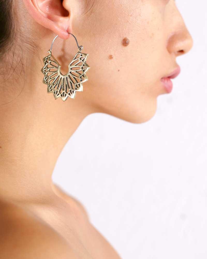 Mandala Hoop Earrings Brass - eleven44