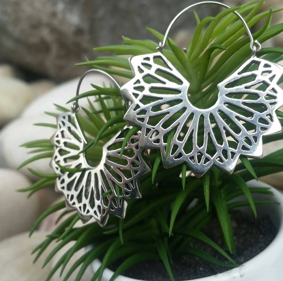 Mandala Hoop Earrings Silver - eleven44