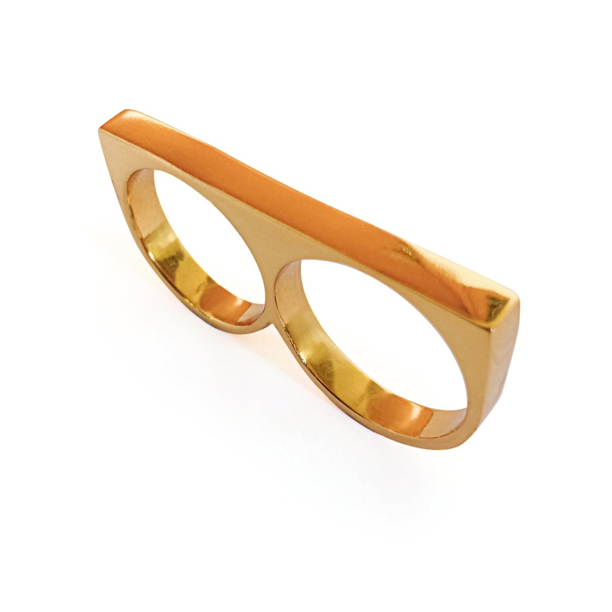 Mens 2 Finger Ring Slim Square Gold - eleven44