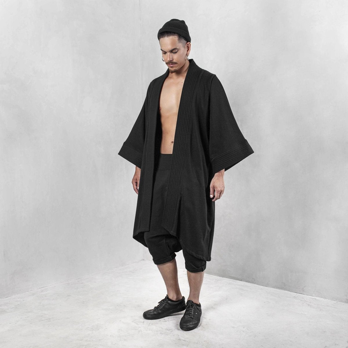 Mens Black Afghan Coat Organic Cotton - eleven44