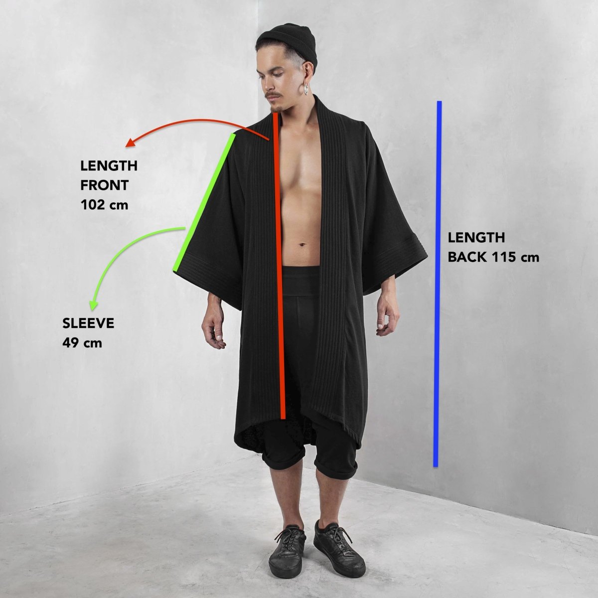Mens Black Afghan Coat Organic Cotton