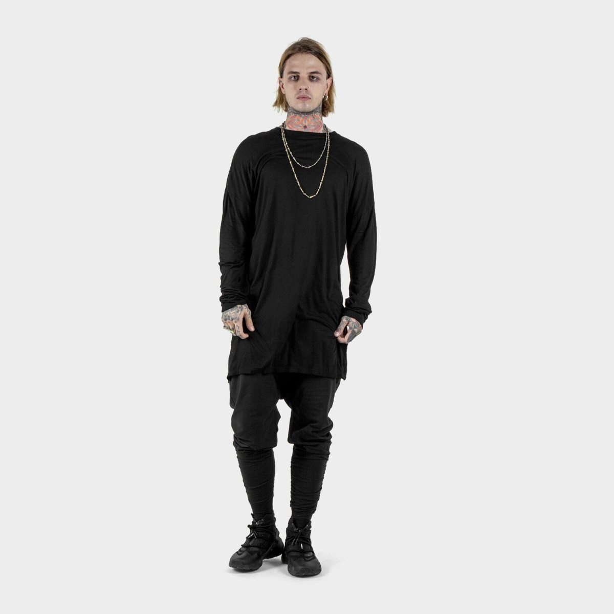 Mens Black Long Sleeve Tshirt Bamboo - eleven44