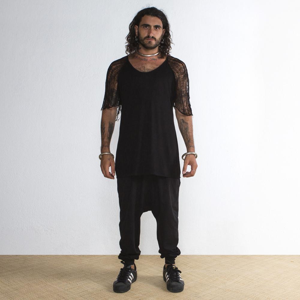 Mens Black Shredded Raglan Bamboo - eleven44