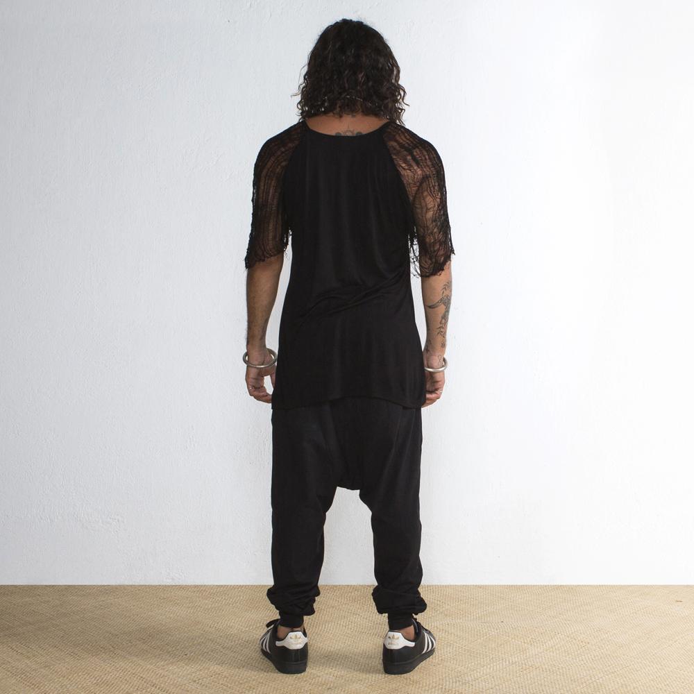 Mens Black Shredded Raglan Bamboo - eleven44