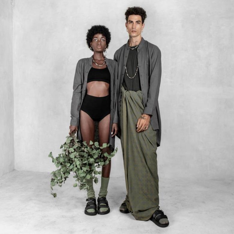 Men's Button Down Tunic Hemp & Organic Cotton Charcoal - eleven44