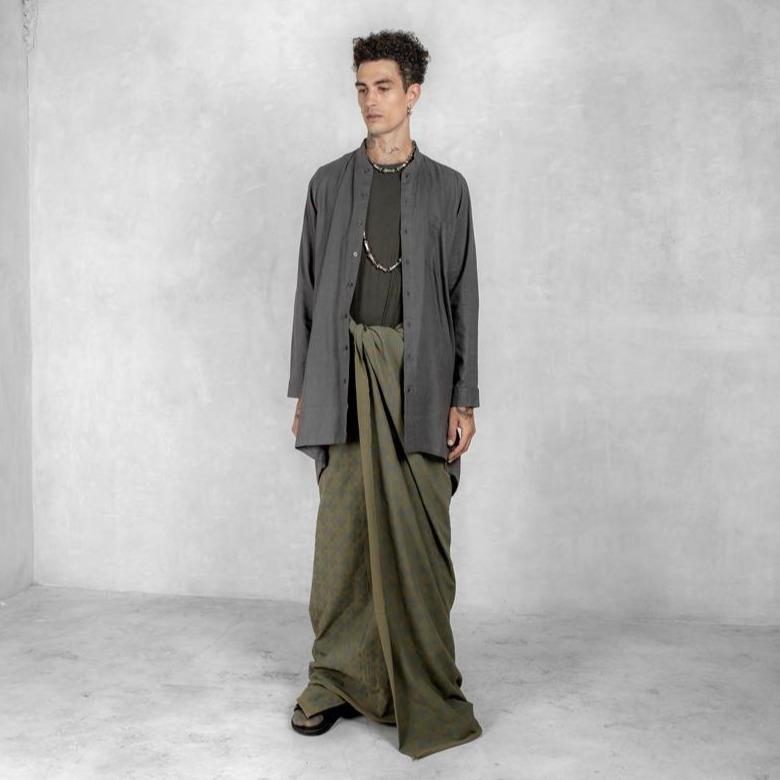 Men's Button Down Tunic Hemp & Organic Cotton Charcoal - eleven44