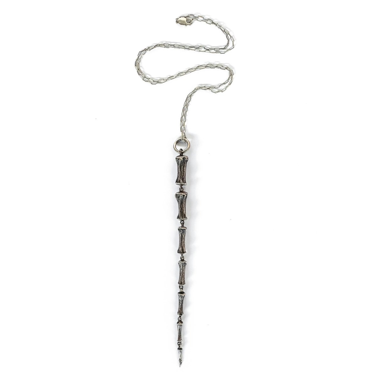 Mens Horse Tail Bone Pendant & Chain Silver - eleven44