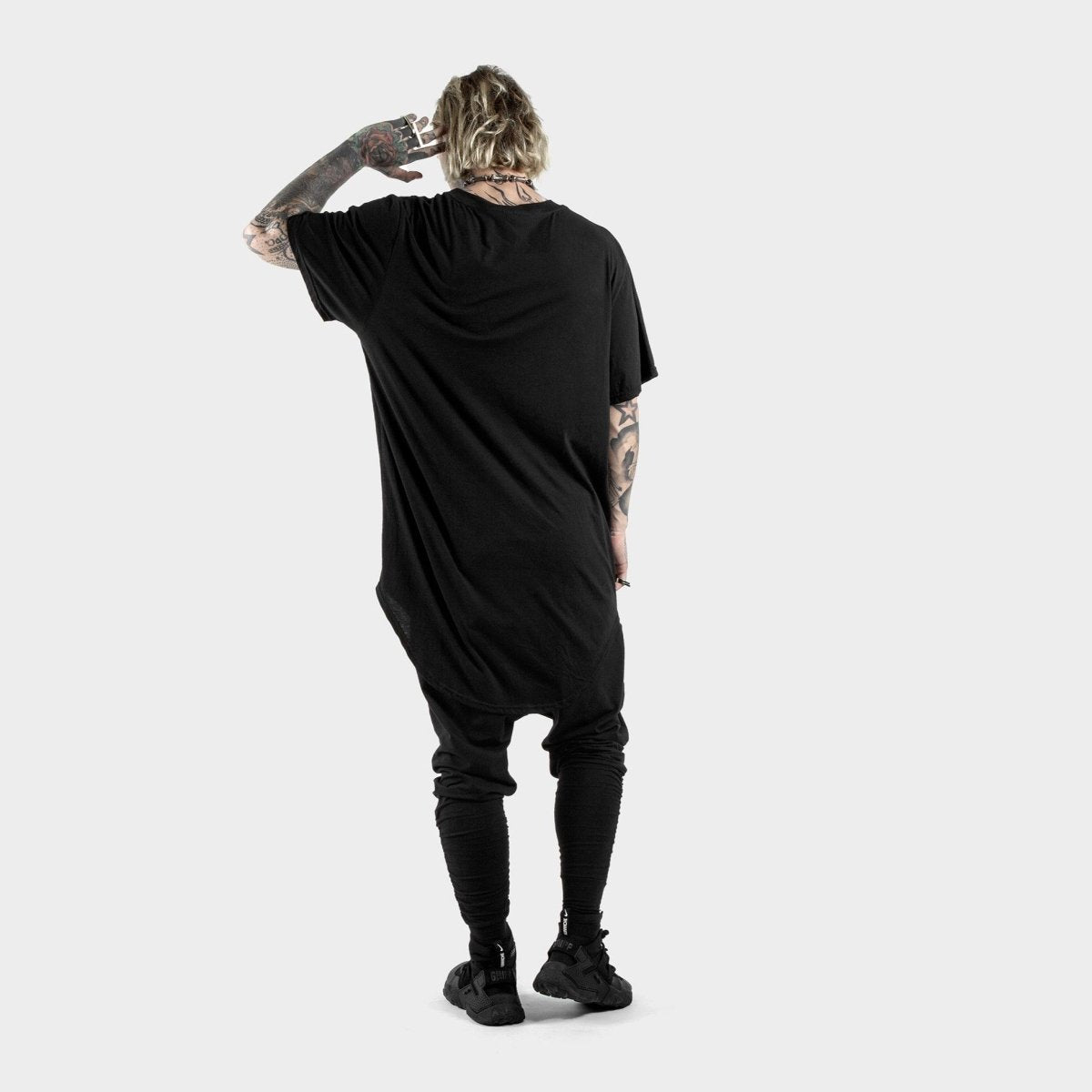 Mens Long Black T-Shirt Organic Cotton - eleven44