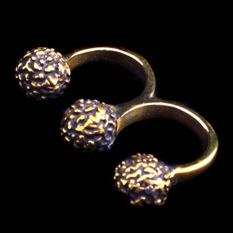 Mens Rudra 3 Finger Ring Gold - eleven44