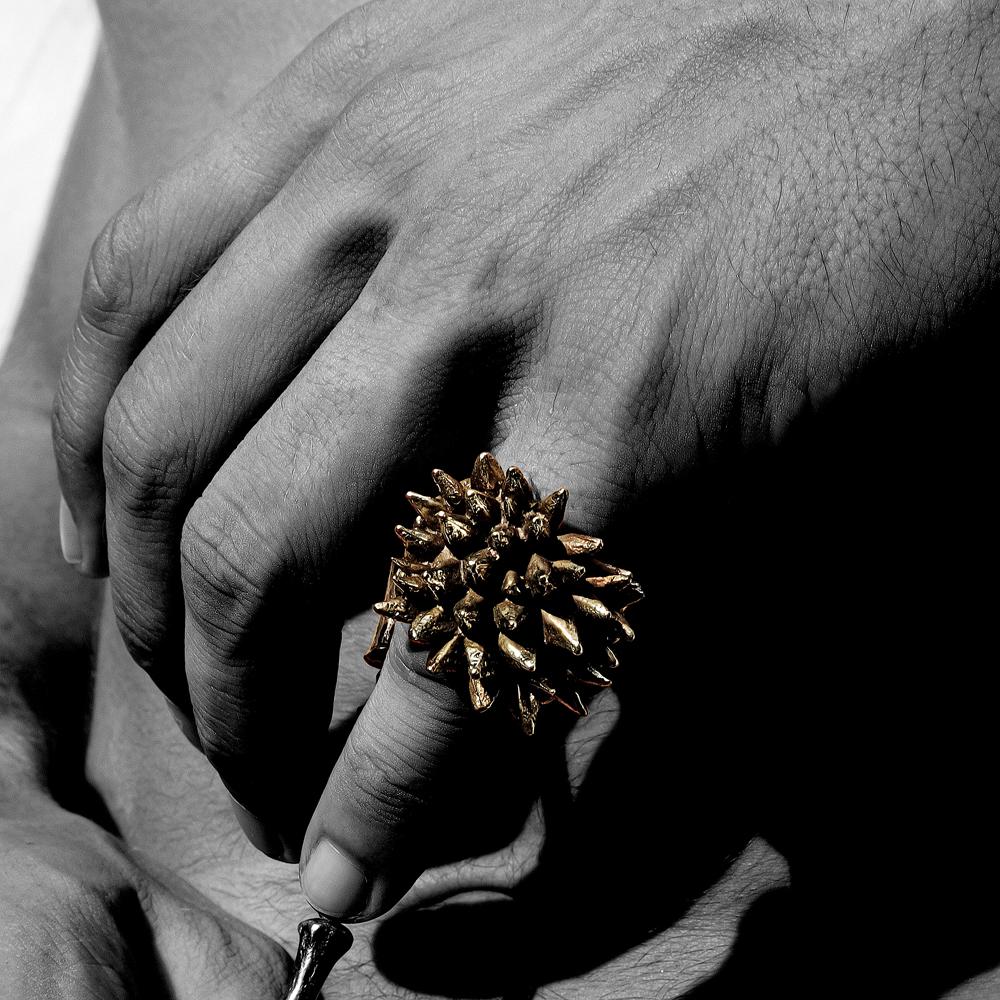 Mens Spike Ring Gold - eleven44