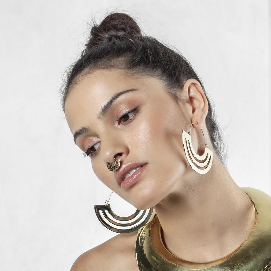 Parallel Lines Hoops Brass - eleven44