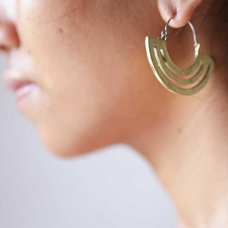 Parallel Lines Hoops Brass - eleven44