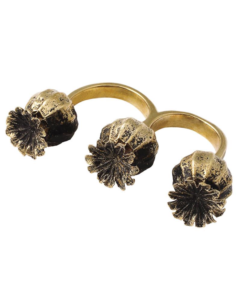 Poppy Pod 3 Finger Ring Gold - eleven44