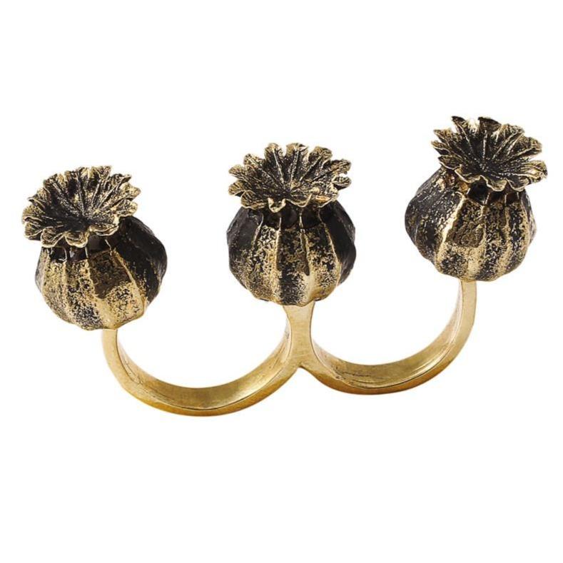 Poppy Pod 3 Finger Ring Gold - eleven44