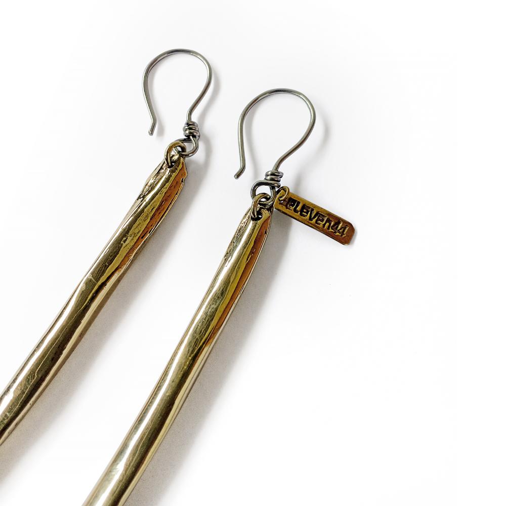 Rib Bone Earrings Brass - eleven44