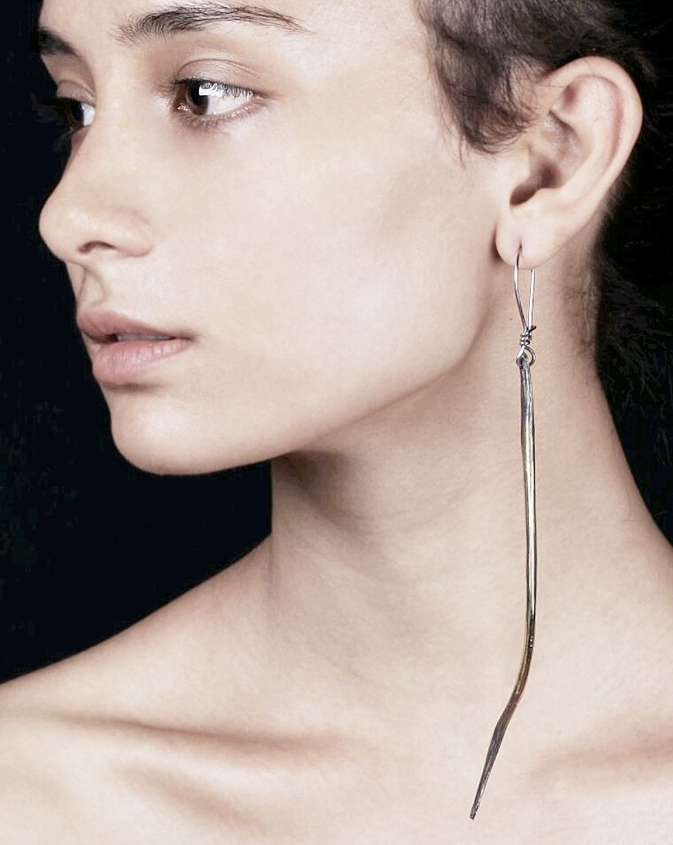 Rib Bone Earrings Brass - eleven44