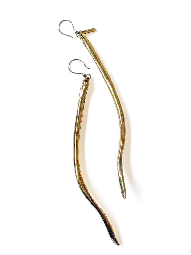 Rib Bone Earrings Brass - eleven44