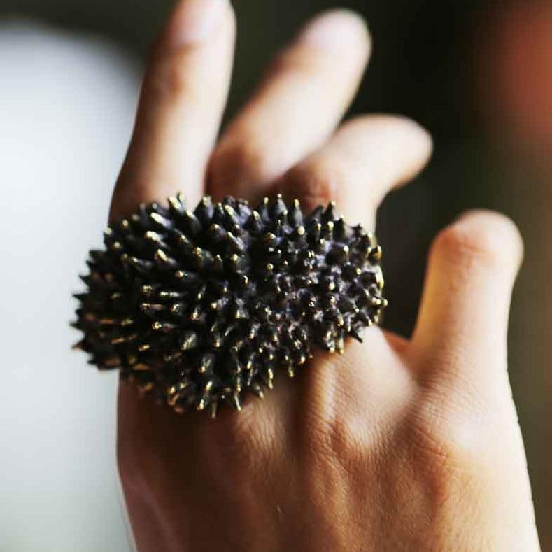 Spike 3 Finger Ring Gold - eleven44