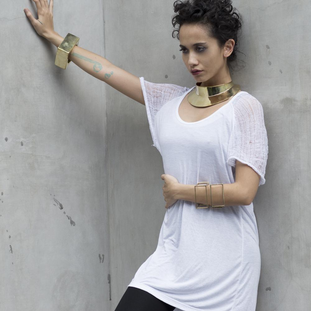 White Shredded Raglan Top Modal - eleven44