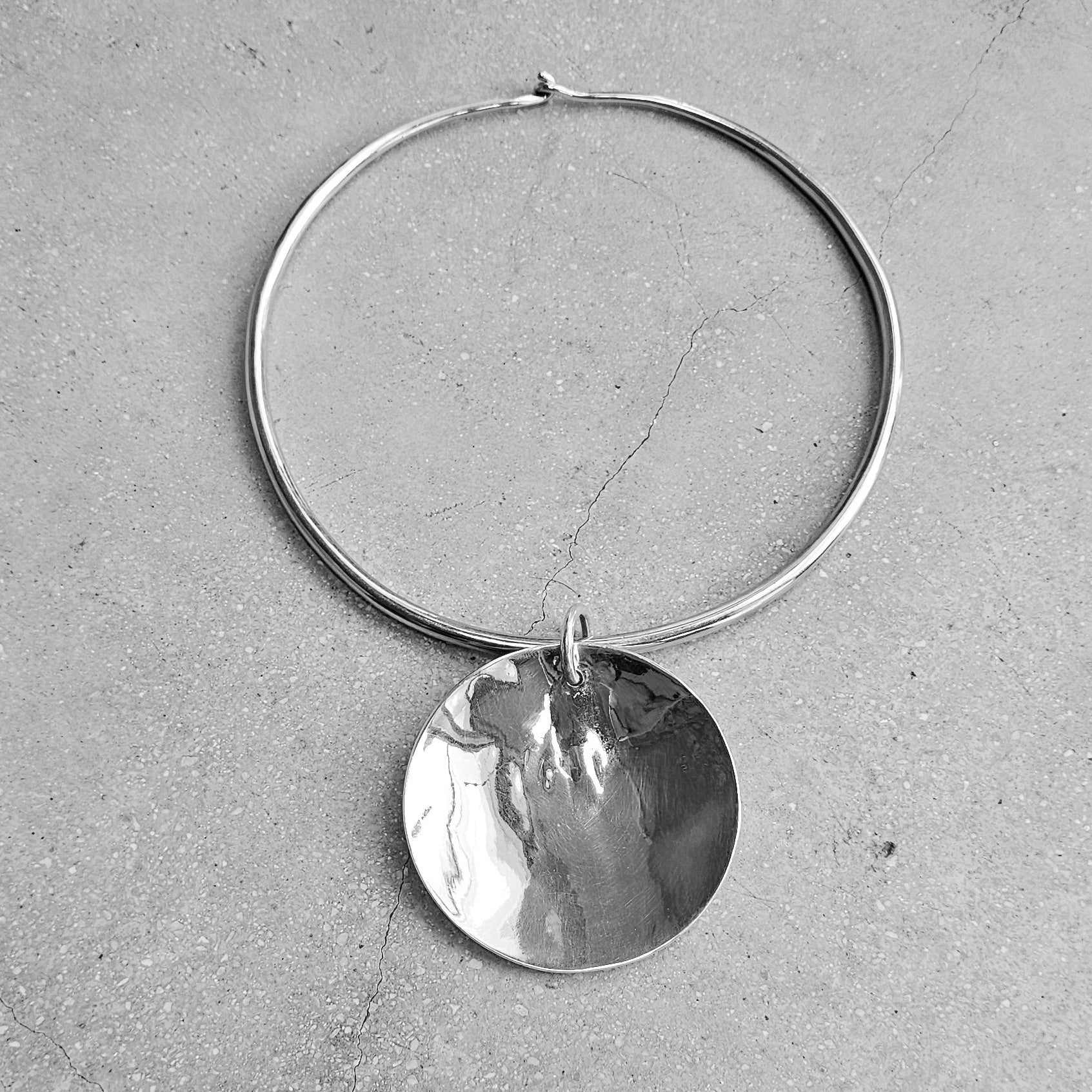 Big Circle Pendant Sterling Silver Hi Polish