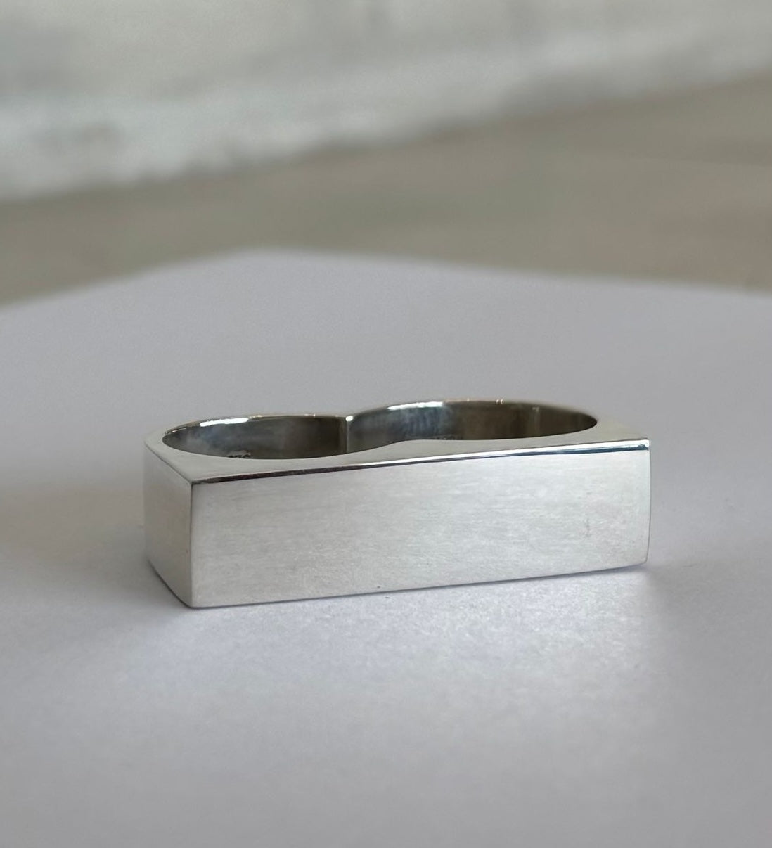 2 Finger Ring Wide Silver
