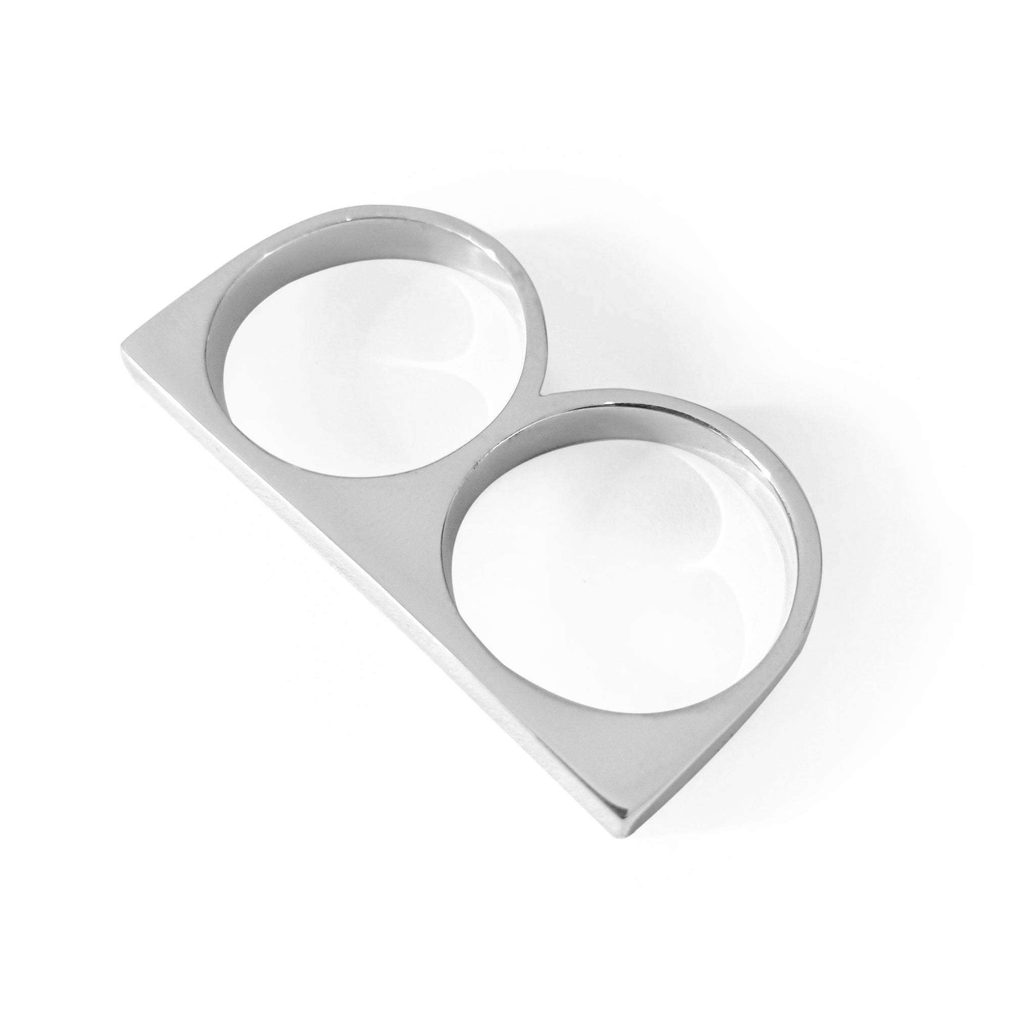 2 Finger Ring Slim Square Silver