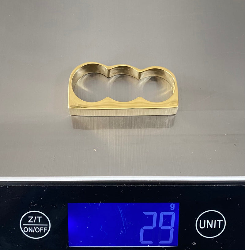 3 Finger Ring Wide Brass - eleven44