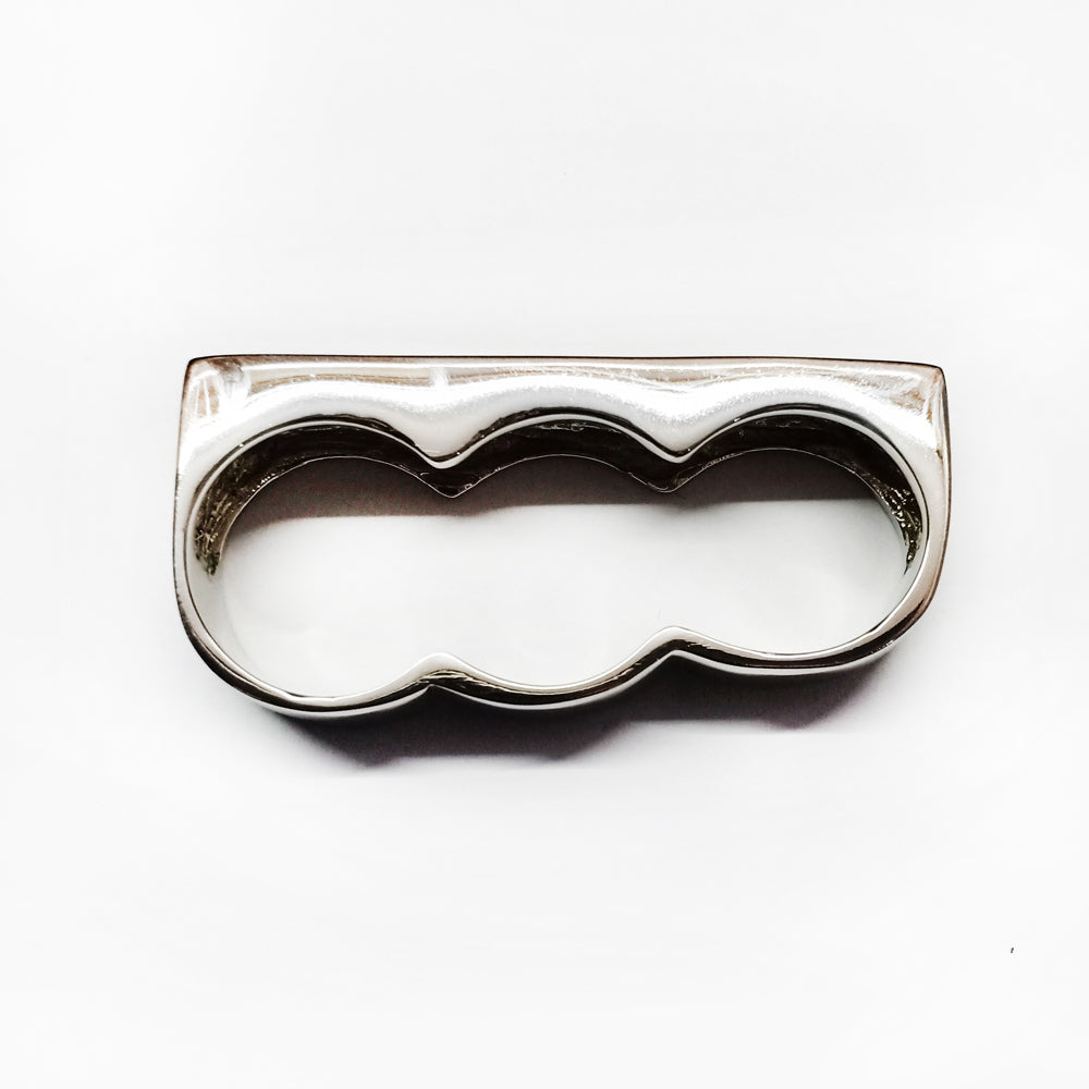 Men's 3 Finger Ring Wide Silver