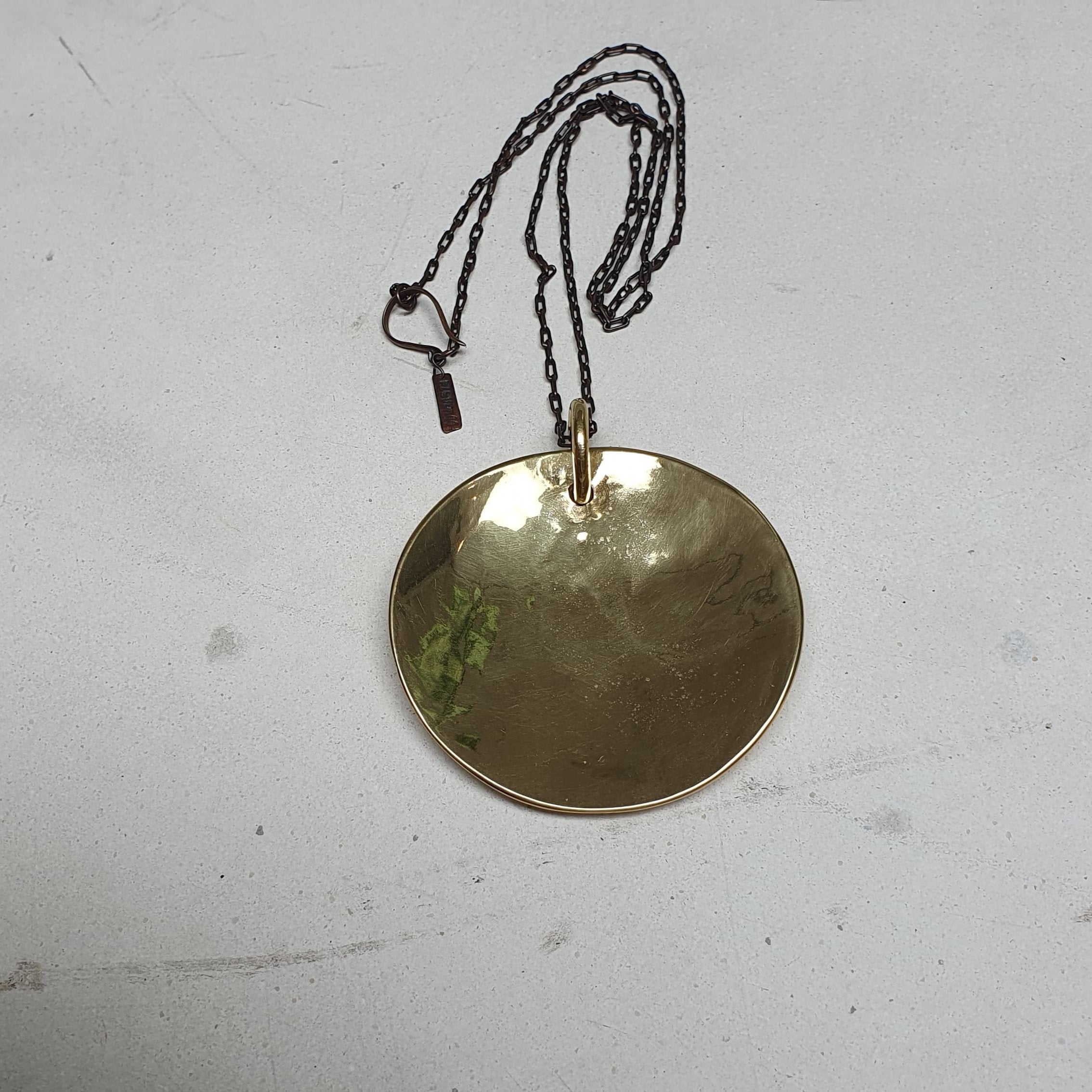 Big Circle Pendant Hi Polish Brass