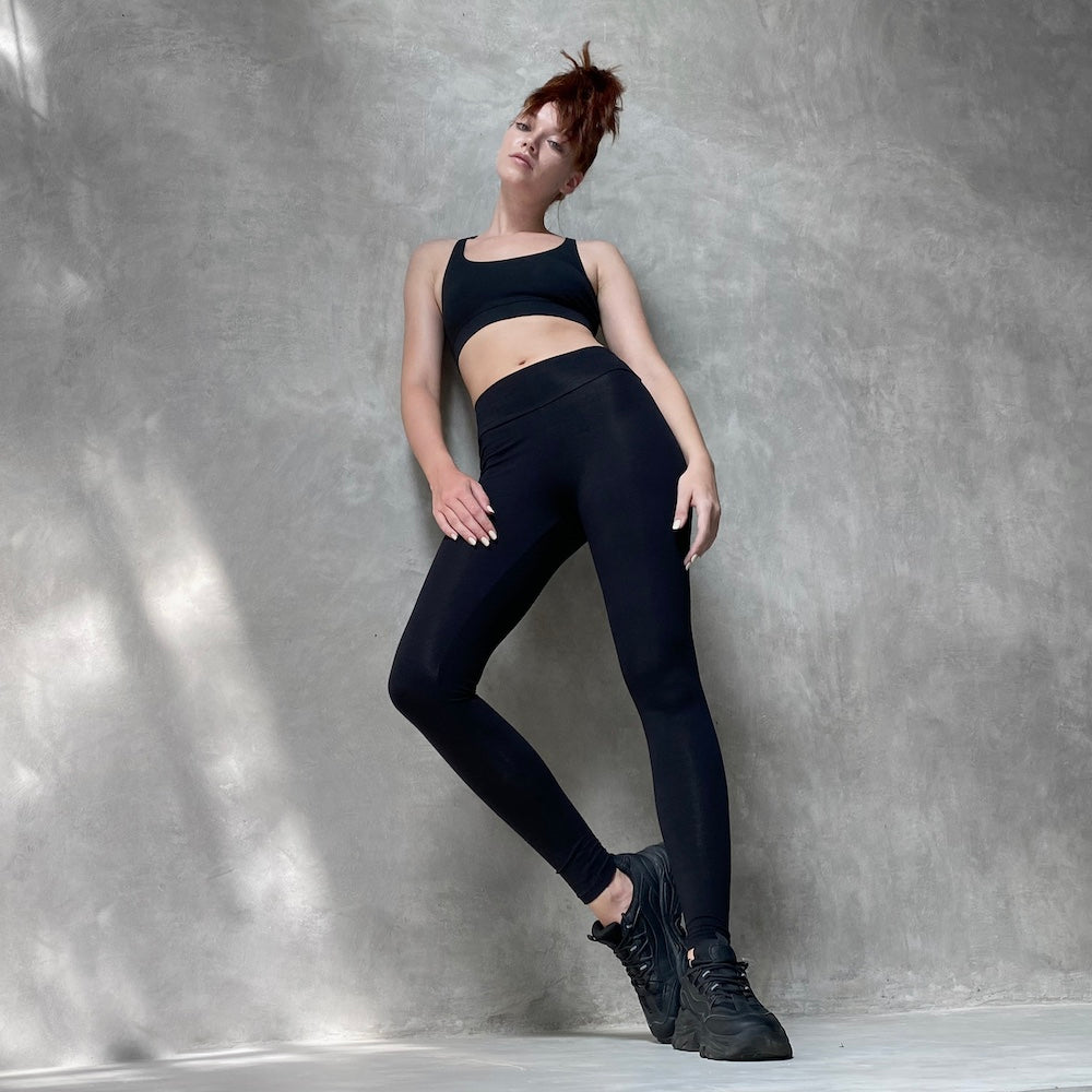 Black High Waist Leggings Organic Cotton