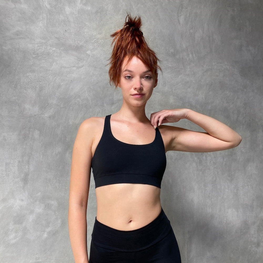 Black Sports Bra Organic Cotton Lycra