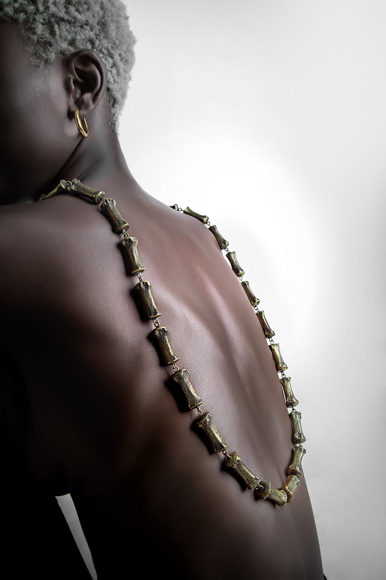 Men's Bone Necklace Brass Large