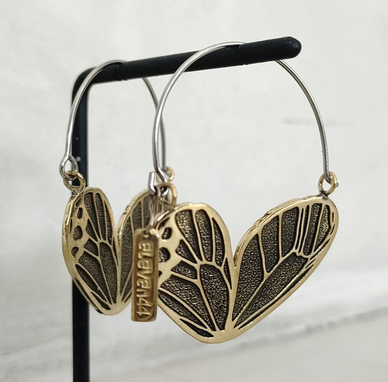 Butterfly Wing Mini Hoops Brass