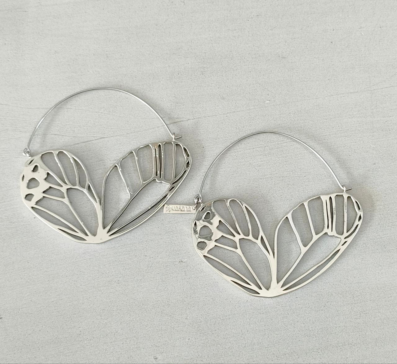 Butterfly Wing Hoops Silver