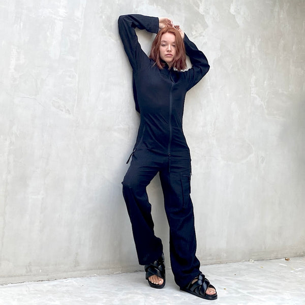 eleven44 Unisex Hemp Canvas Utility Coverall in Black