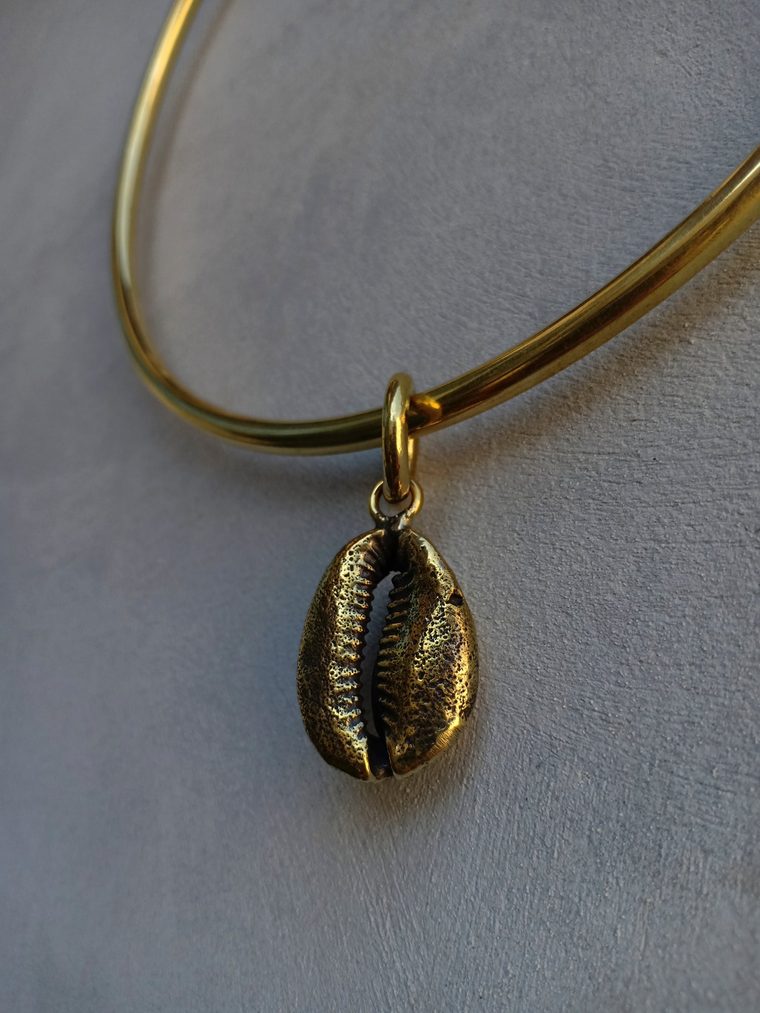 Cowrie Shell Pendant Brass