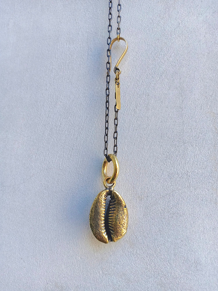 Cowrie Shell Pendant Brass