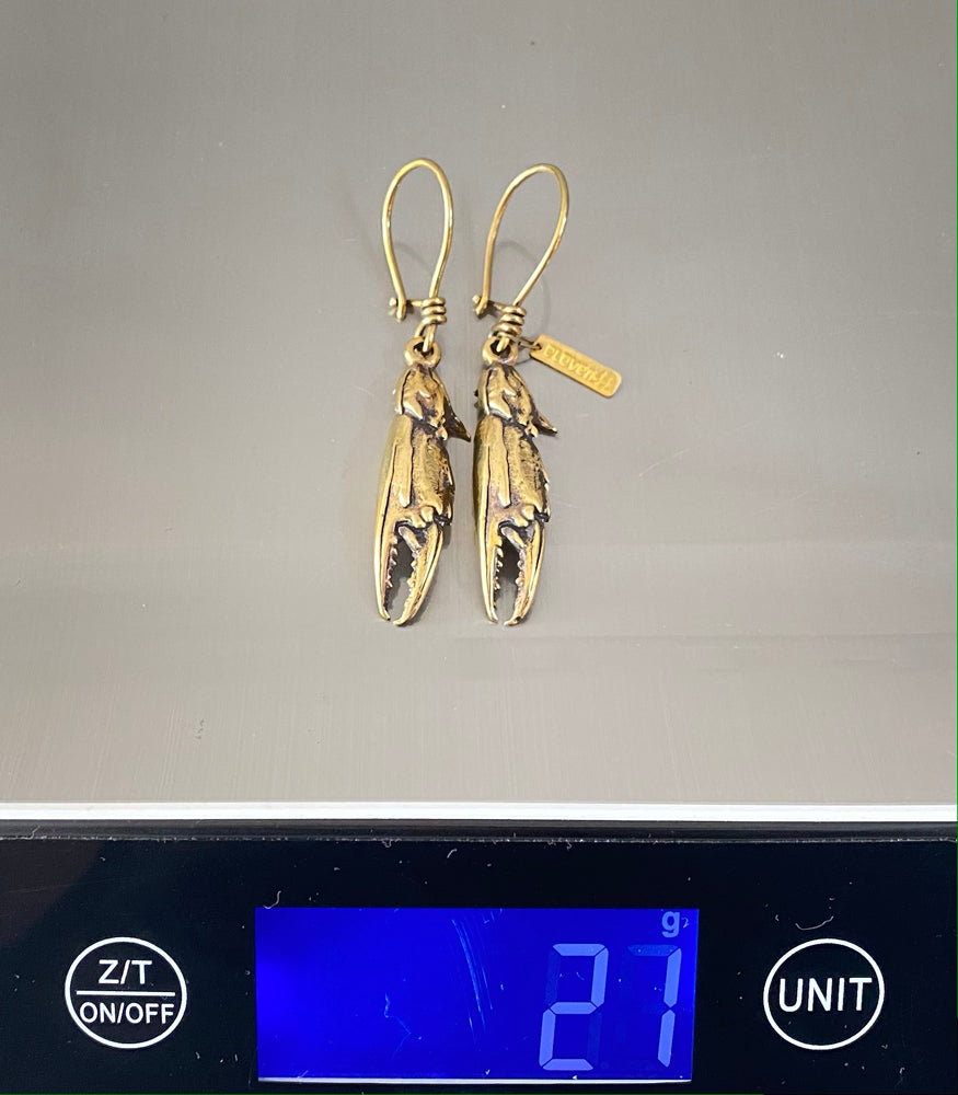 Crab Claw Earrings Brass