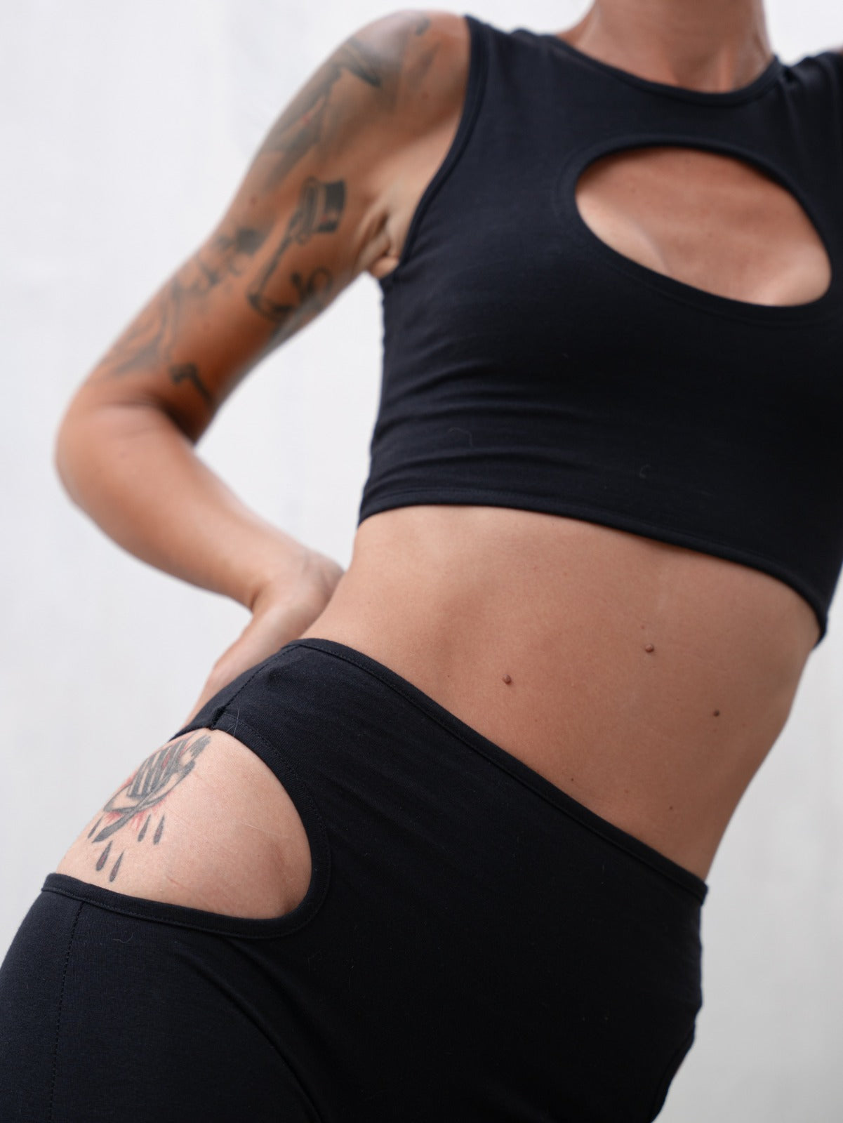 Cut Out Bike Shorts Black